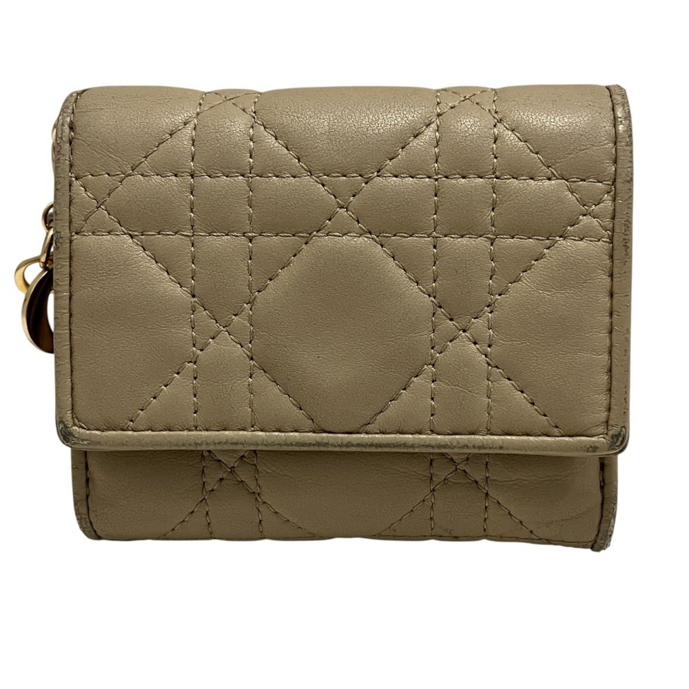 Christian Dior Lotus Wallet Tri-fold Lady Lambskin